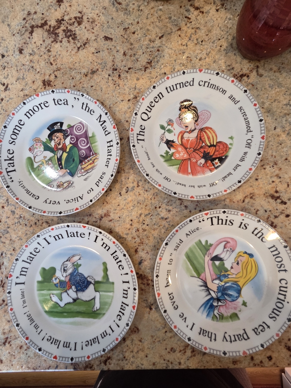 Alice in Wonderland Ceramic Plates - Set of 4